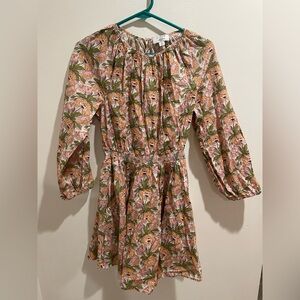 J. Crew Floral Casual Dress in Pink and Green